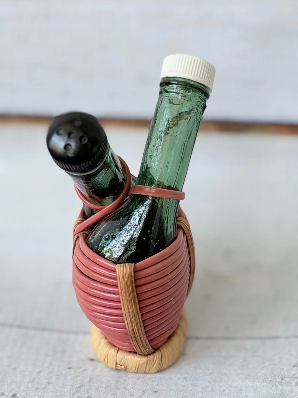 Vintage Italian Mini Chianti Wine Bottle Salt & Pepper Shakers Set